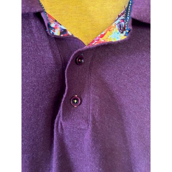Robert Graham Polo Shirt Size XL Burgundy Cotton Modal Blend - Picture 2 of 5